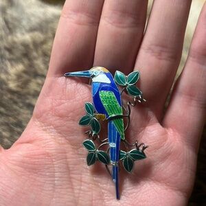 Sterling silver Zarah enamel bird brooch